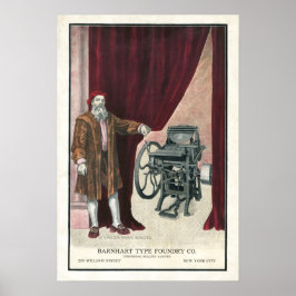 Poster de fundição do tipo letterpress gutenberg