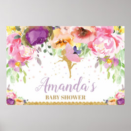 Pôster de Fundo de Chuveira de Bebê Fada Floral Be