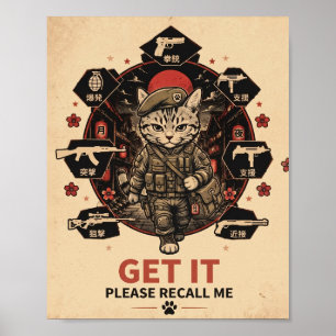 Pôster de Gamer Soldado Tático Gato Por Favor Me R