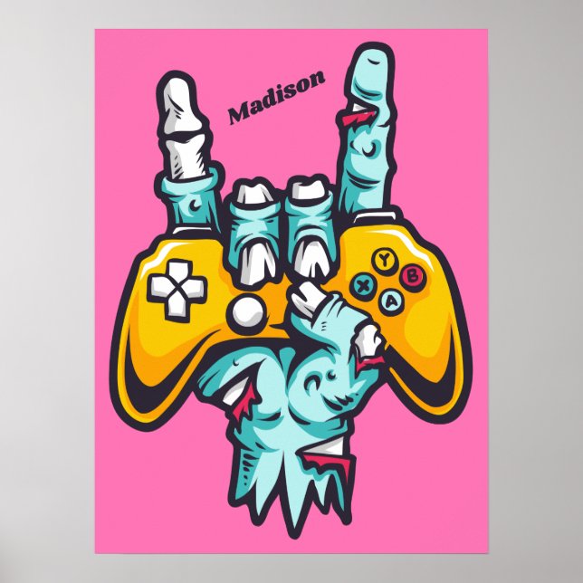 Poster de Gamer Zombie de nome personalizado (Frente)