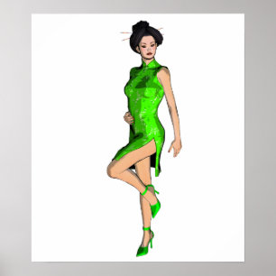 Poster de Garota Pin-Up Asiático