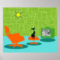 Poster de Gatinho de de Idade do Espaço Retroativo