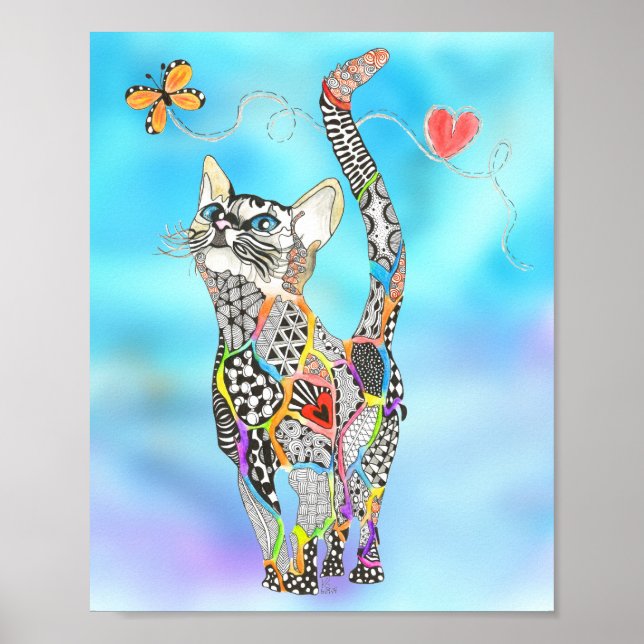 Poster de Gato Bonito e Colorido - 8"x10" (Frente)