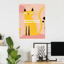 Poster de Gato Bonito e Engraçado com Cotação Insp