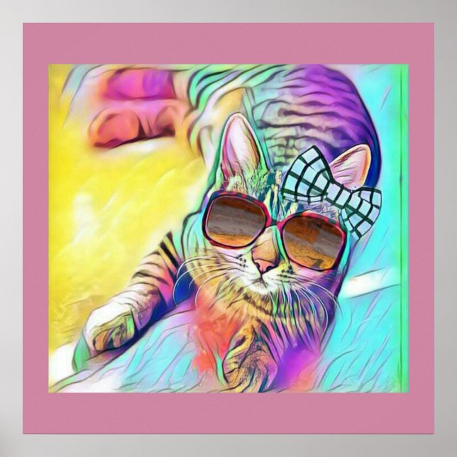 Poster de Gato Colorido (Frente)