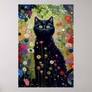 Poster de Gato do Jardim Gustav Klimt