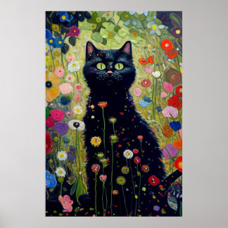 Poster de Gato do Jardim Gustav Klimt