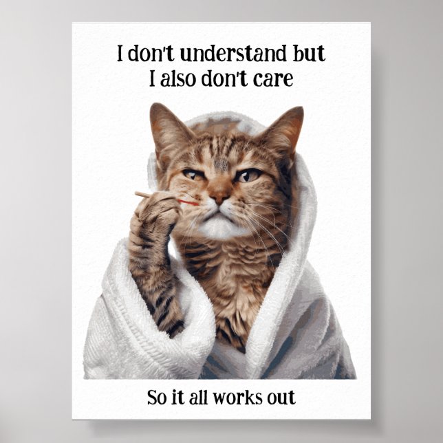 Poster de Gato Inspirador Engraçado Motivacional (Frente)