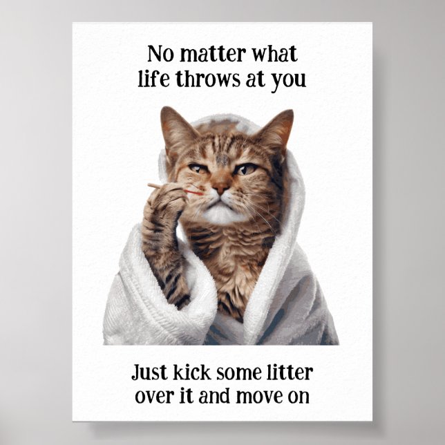 Poster de Gato Inspirador Engraçado Motivacional (Frente)