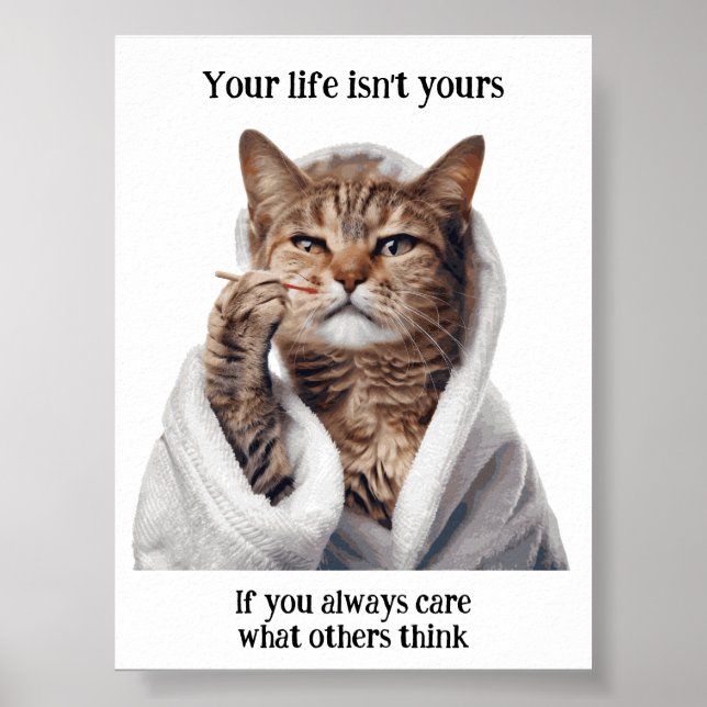 Poster de Gato Inspirador Engraçado Motivacional (Frente)