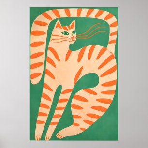 Pôster de Gato Laranja Abstrato, Parede de Felino 