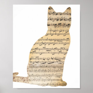 Poster de Gato Musical - Adicione sua própria Cor