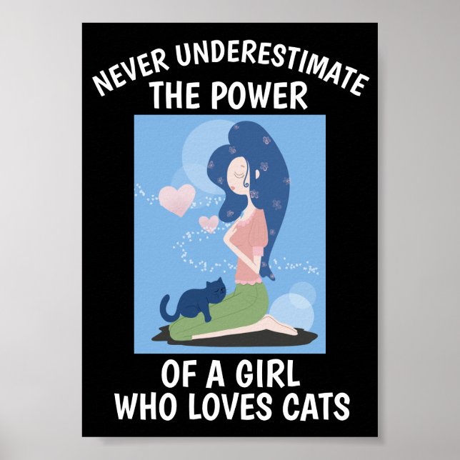 POSTER DE GATO NUNCA SUBESTIMA UMA GAROTA QUE AMA. (Frente)
