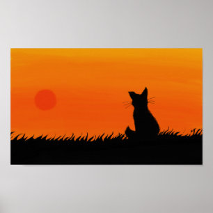 Poster de gato sunset