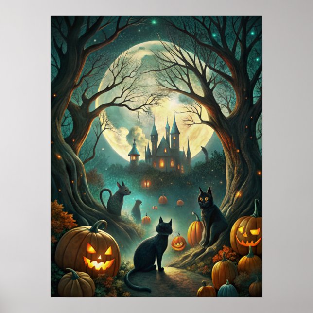 Poster de Gatos Halloween (Frente)