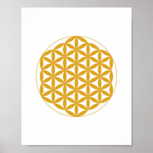 Poster de Geometria Sagrada com Flor Amarelo