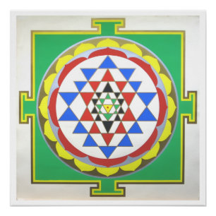 Pôster de Geometria Sagrada Sri Yantra, Cores Prec