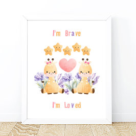 Poster de Girafa Bebê Fofa | Eu Sou Corajoso - Eu 