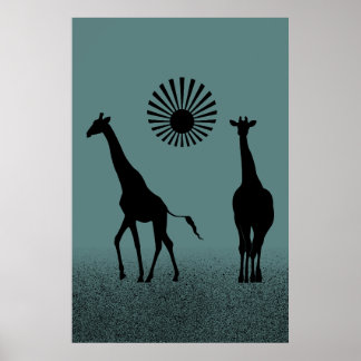 Poster de girafa design selvagem