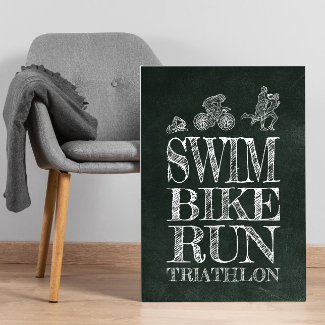 Poster de giz de natação Triathlon Run (Criador carregado)