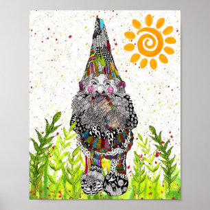 Poster de Gnome bonito e colorido - "8x10"