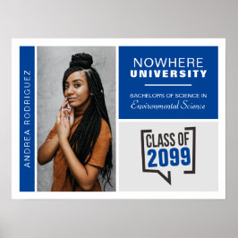 Poster de Graduação de Caixas e Fotos Azuis