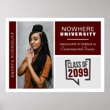 Poster de Graduação de Caixas e Fotos Maroon