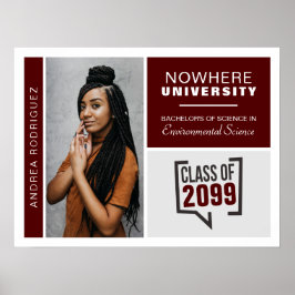 Poster de Graduação de Caixas e Fotos Maroon