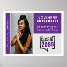 Poster de Graduação de Caixas e Fotos Púrpuras