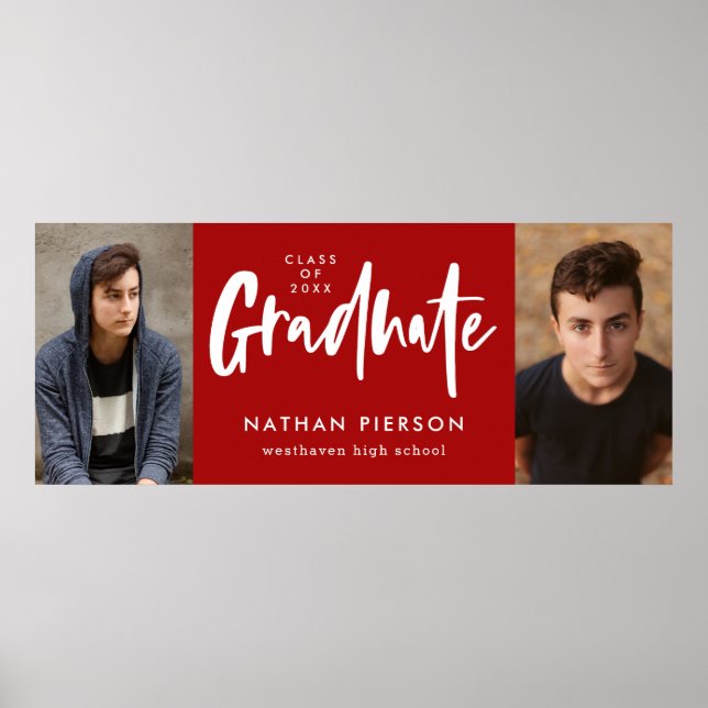 Poster de Graduação de Duas Fotografias Vermelhas  (Frente)