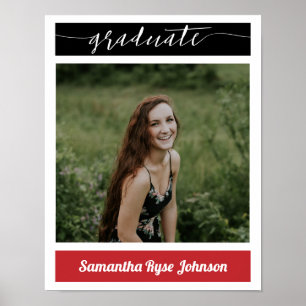 Poster de Graduação de Foto em Bloco Moderno Verme
