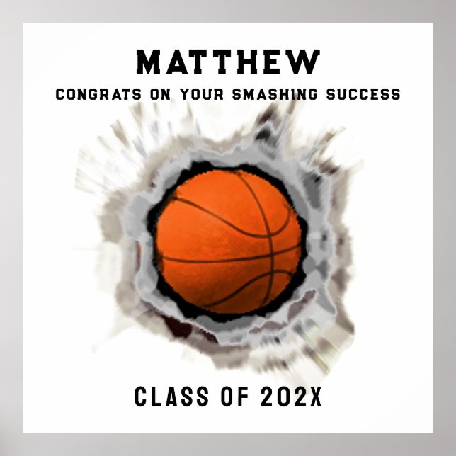 Poster de Graduação de Mais velho de Basquete (Frente)