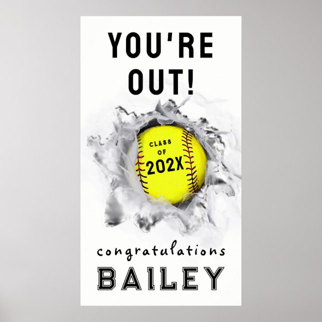 Poster de Graduação Noturna de Mais velho Softball (Frente)