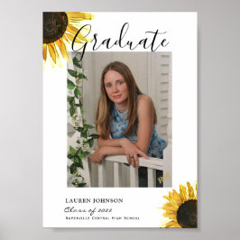 Poster de Graduação Rustic Sunflower