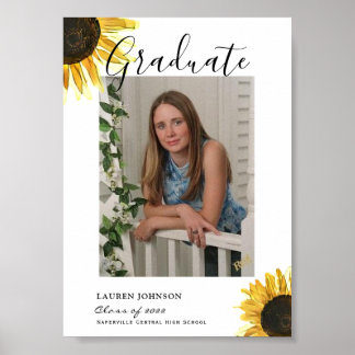 Poster de Graduação Rustic Sunflower