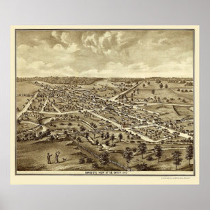 Pôster De Graff, mapa panorâmico do OH - 1875