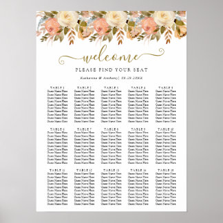 Poster de Gráfico de Casamento Floral de Boho Míni