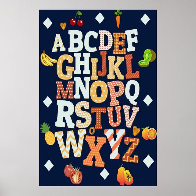 POSTER de gráfico de sala de aula de alfabeto ABCs (Frente)