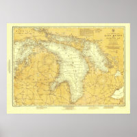 poster de Gráfico Náutico Histórico do Lago Huron,