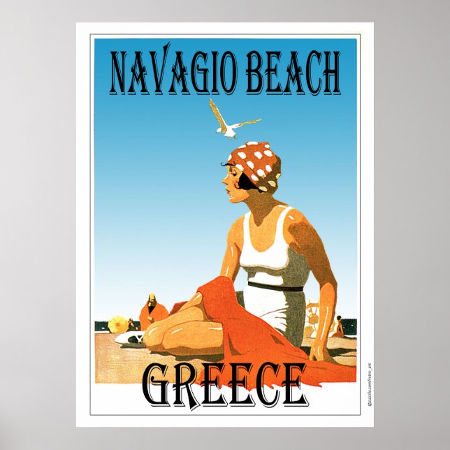 Poster de Grécia de  Navagio Beach do Estilo Retro (Frente)