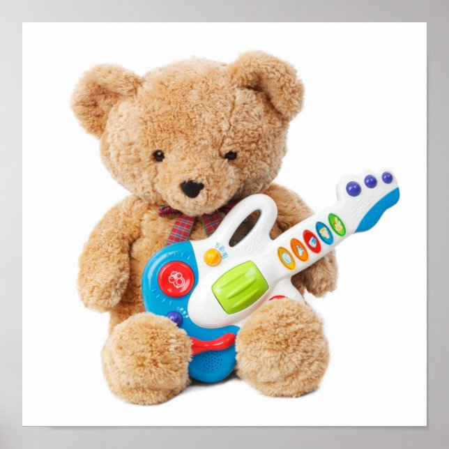 Pôster de Guitarra de Urso Teddy Fofo (Frente)