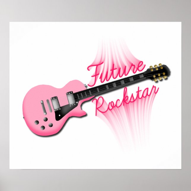 Poster de guitarra rosa Futuro Rockstar (Frente)