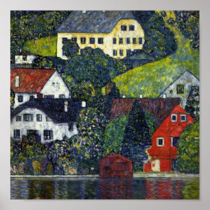 Poster de Gustav Klimt - Casas na Unterach am Atte