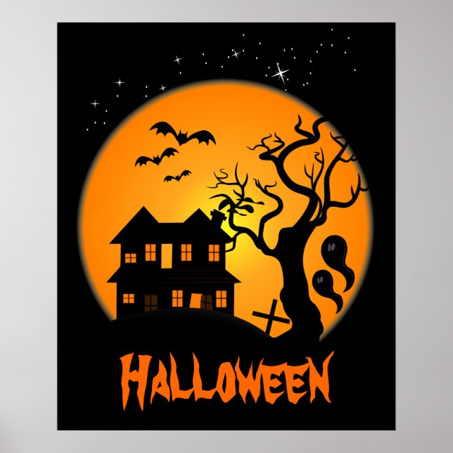 Poster de Halloween da Casa Assombrada (Frente)
