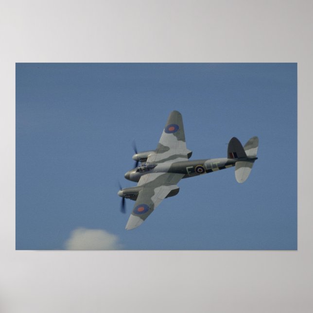 Poster De Havilland Mosquito T3 banking, mostrando invasã (Frente)