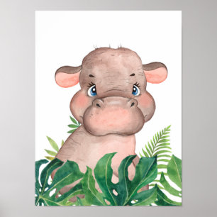 Pôster de Hipopótamo Bebê na Selva Safari