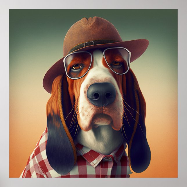 Poster de Hipster de Hound Basset (Frente)