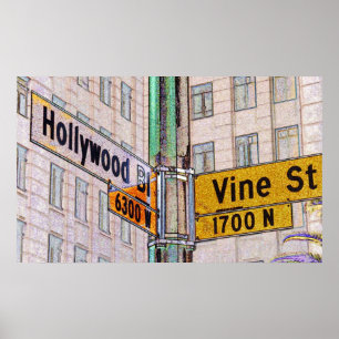 Poster de Hollywood e de videira