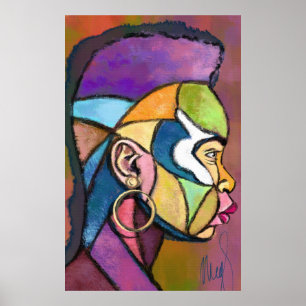 Pôster de Homem Africano Arte Pintada