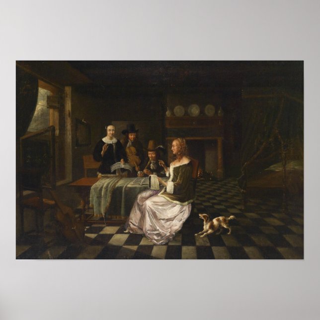 Poster De Hooch - Interior Com Quatro Pessoas (Frente)